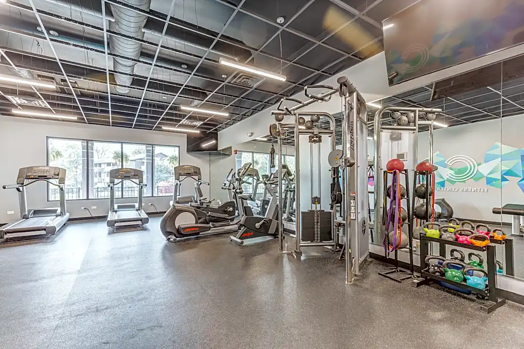 Modern big empty fitness gym with sport 