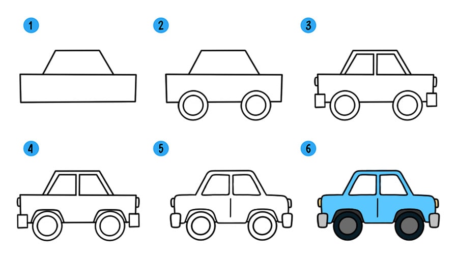 Легковой автомобиль рисунок детский 
