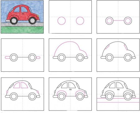 Легкие рисунки машинок поэтапно 
