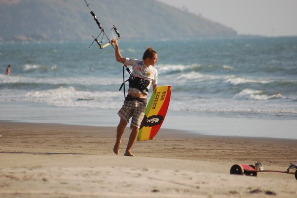 Cool Winter Sport Snow Kiting On Stock 