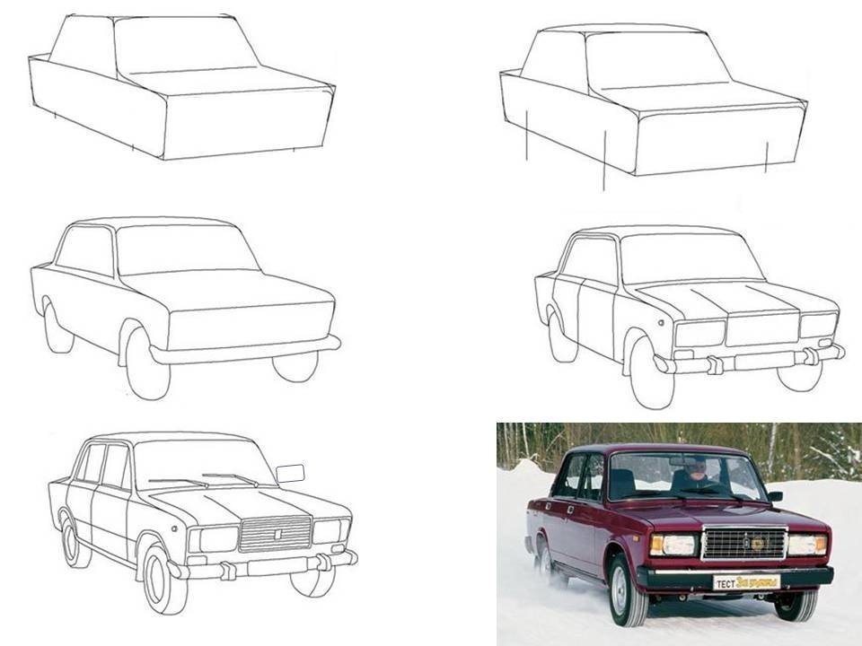 Рисунки карандашом [BMW e34, BMW e38, Dodge Dart Swinger 