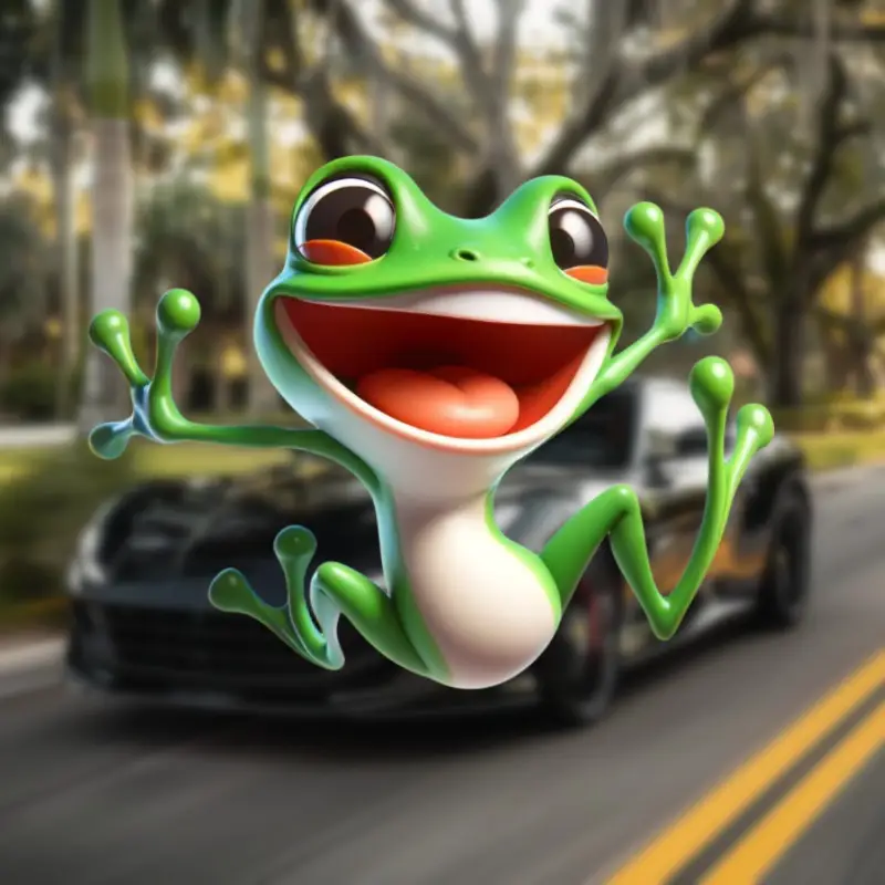 Cool frog riding a motorcycle